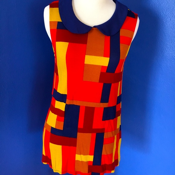 Modcloth Tops - ModCloth Colorblock Retro 60s mod tunic top with Peter Pan collar jewel tone